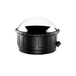 6-inch XL dome port with a clear acrylic dome and a black ridged base, designed for use with underwater camera housings.