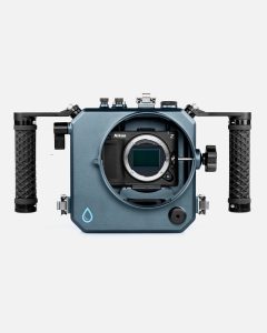 Nikon ZR Boosted underwater housing front view with Nikon Z mirrorless camera installed
